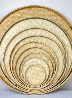 竹制品竹编簸箕竹筛子幼儿园画画农家圆竹匾家用竹编制品装饰