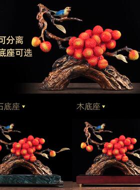 彩铜大吉大利荔枝摆件招财喜鹊家居客厅电视柜酒柜装饰品乔迁礼品