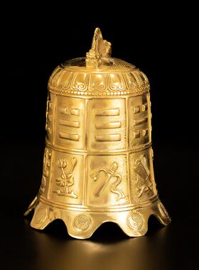 纯铜八仙法器寺庙铜钟摆件八宝铜铃铛挂件平安钟家居门饰