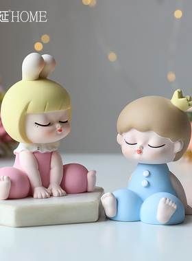 北欧可爱少女心房间布置小摆设治愈系创意儿童卧室客厅装饰品摆件