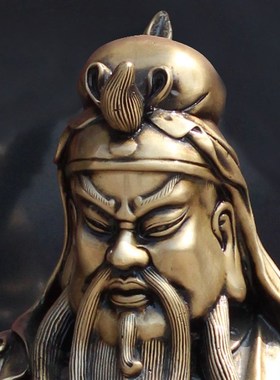 纯铜关公镇宅神像大号武财神关羽像招财镇宅办公室摆件新中式风格