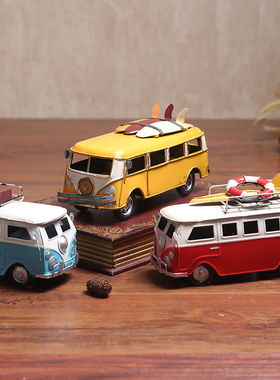 复古怀旧铁皮模型老爷车摆件创意家居酒柜电视柜摆设房间装饰品