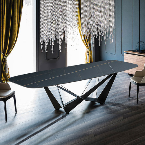 德利丰岩板餐桌 长方形简约北欧家用小户型饭桌子 中盛岩板餐桌 - 图1