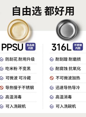 小白熊宝宝恒温碗婴儿专用辅食碗吃饭喝汤儿童注水保温碗