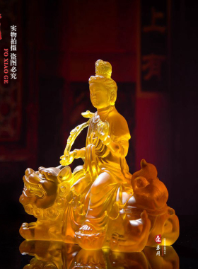 佛孝阁树脂仿琉璃文殊菩萨佛像居家供奉佛像客厅装饰摆件厂家包邮