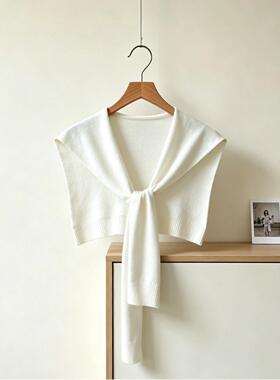 新款针织条纹披肩水手服风护颈