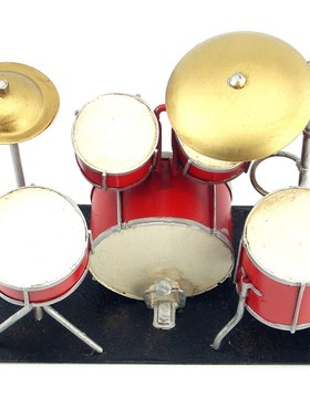 仿古做旧怀旧摆设复古铁艺架子鼓模型摆件创意工艺品家居装饰品