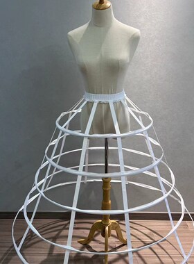 五圈镂空鸟笼白色裙撑 毕业设计5层缎带暴力鱼骨长款可调节衬裙