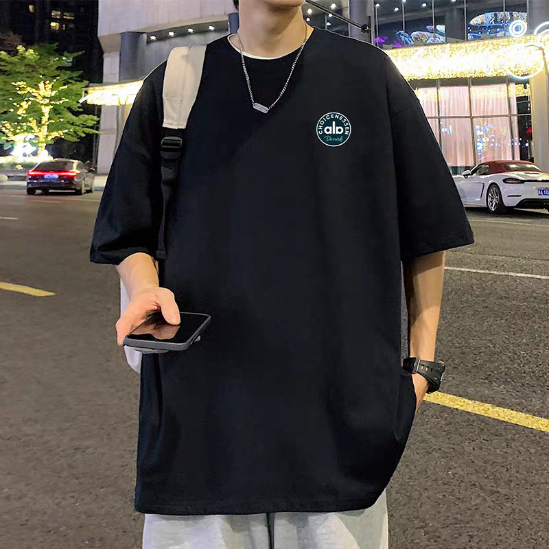 AIO夏季高档印花短袖美式运动情侣同款240g纯棉百搭T恤成人