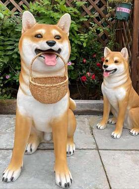 狗饰品柴犬雕塑人造狗模型站立式家庭庭院花园装饰动物秋田狗工艺