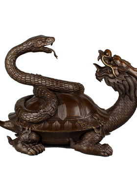 纯铜玄武龟蛇摆件大号玄武龙龟北方四神龟蛇家居客厅办公室摆设
