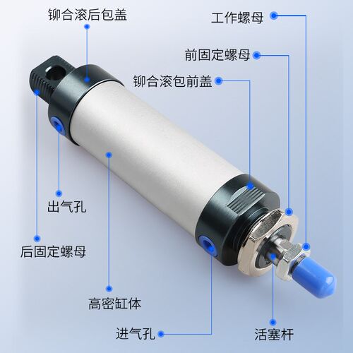 迷你气缸小型不锈钢MA带磁铝合金气动气缸MAL20/25/32/40*50-CA-S - 图1