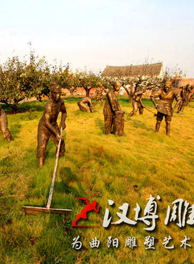 玻璃钢仿铜人物雕塑景观园林铸铜踩水车场景雕塑铜雕人物可定制做