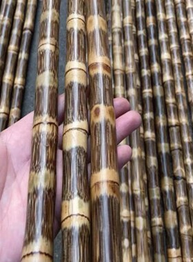 老紫竹戒尺金竹把玩竹根竹竿手工金丝实心罗汉竹子文玩料鞭杆手杖