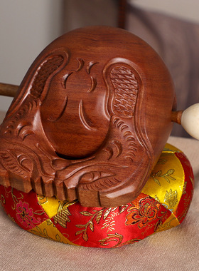 台湾紫檀木鱼法器实木老式木鱼念经打击乐器鱼雕家用摆件寺庙用品