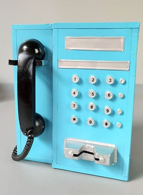 复古铁艺怀旧壁挂IC卡电话机模型工业风餐厅酒吧服装店墙饰壁挂件