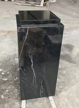 天然黑白根大理石摆件底座别墅装饰摆件底座落地玄关双层大理石柱