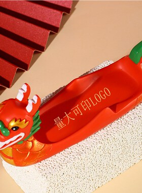 端午节礼物熊猫划龙舟文创摆件办公桌装饰品创意手机支架