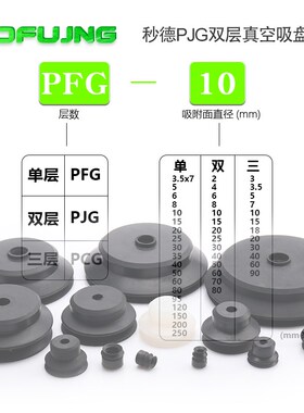 妙德机械手真空吸盘双层PJG气动元件工业大重型强力硅胶吸嘴配件