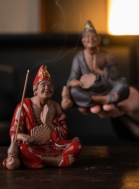 济公活佛陶瓷佛像降龙罗汉禅意摆件家居茶室桌面博古架装饰摆设