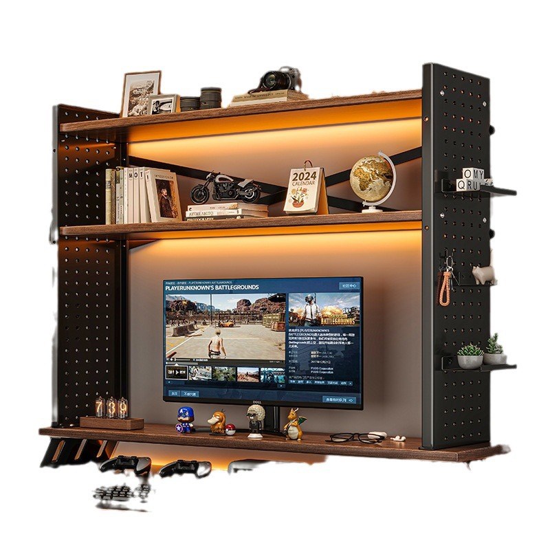 Desktop storage rack home desktop bookshelf computer elevated rack desk hole board multi-layer storage rack layered rack