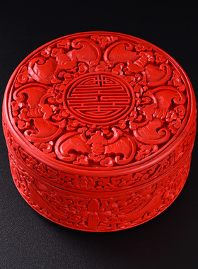 圣诞节中国风扬州漆器脱胎剔红雕漆小首饰糖果盒摆件礼物实用礼品
