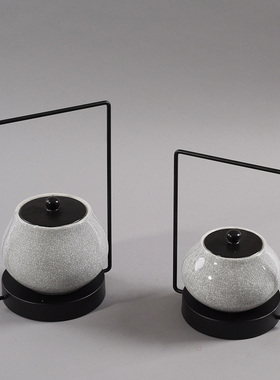 新中式陶瓷摆件家居客厅隔断柜玄关装饰品禅意茶室茶楼样板房摆设