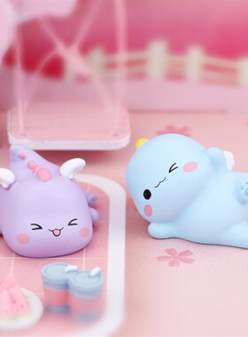 网红可爱小恐龙汽车车内饰品车载摆件烘焙生日蛋糕装饰桌面小摆饰