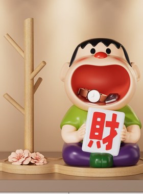 入户门口钥匙玄关收纳摆件高级感胖虎家居装饰品客厅收纳盒置物架