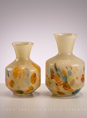 chinoiserie美瓷 意式水彩画创意玻璃样板房客厅家居摆饰琉璃花瓶