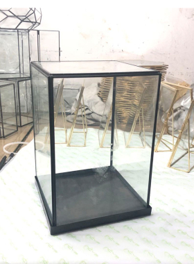轻奢玻璃罩子展示盒展会柜台工艺品防尘样板房间铜底座装饰品摆件