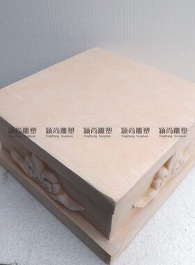 欧式落地雕塑摆件增高座子四面花纹四方底座家居装饰品浮雕罗马柱