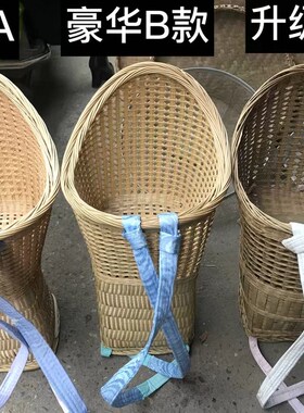 四川背小孩纯天然手工竹编背篓儿童背椅娃娃背袋婴儿背篼内套背带