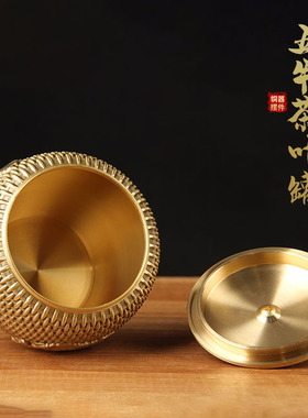大号铜茶叶罐摆件 铜五牛茶叶罐 铜储物罐摆件 铜米缸摆件