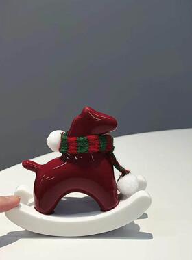 红色陶瓷小马摆件马到成功摇摇马新年氛围布置装饰马年吉祥物礼物
