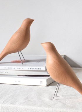 象有形/小鸟木雕摆件 北欧风实木雕刻 客厅玄关书架家居软装饰品