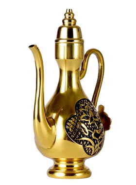 家用拜神仿古供奉佛前关公财神黄铜酒壶茶壶酒杯茶杯高脚供杯用品