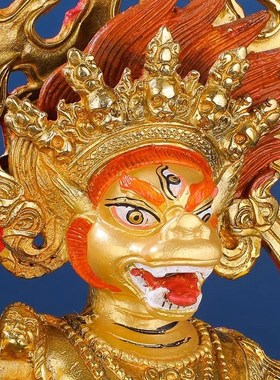密宗鎏金金刚亥母护法像佛像狮面空行母10寸纯铜佛像护法像摆件