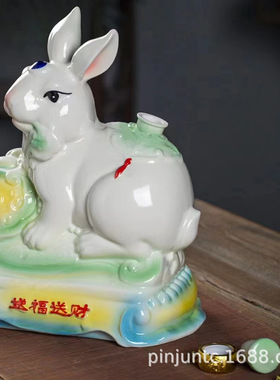 景德镇陶瓷十二生肖5斤装陶瓷酒坛珐琅彩装饰摆件生肖瓶动物酒瓶