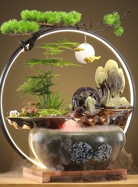 招财流水摆件循环水客厅生财创意家居装饰办公室桌面店铺开业礼物