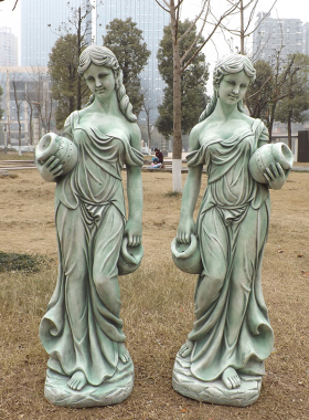 欧式大型落地人物田园庭院花园水池循环流水装饰品摆设水景鱼池
