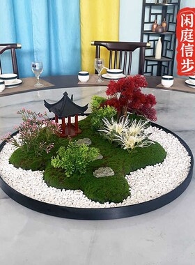 60cm圆桌中间摆件创意微缩台花饰品花艺造景仿真花新中式桌芯假花