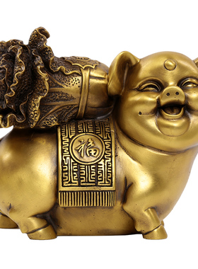 铜猪摆件纯铜金猪金猪生肖猪家居装饰品办公室大小装饰摆件礼品