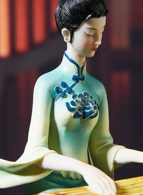 新中式只此青绿摆件古风仕女客厅书房酒柜博古架中国风艺术装饰品