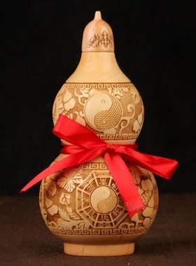 桃木葫芦天然正宗开口空心葫芦客厅装饰品摆件木雕家居挂件工艺品