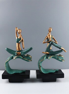 创意家居饰品文艺看书女孩瑜珈小摆件客厅电视柜酒柜装饰品办公室