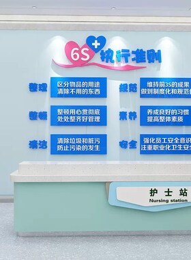 医院6s管理文化墙面设计贴纸护士站装饰科室工作前台背景标识牌