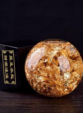 金箔水晶球摆件风生水起球工艺品礼品玄关家居装饰客厅办公室摆件