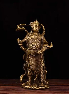 纯铜韦陀关公佛像摆件珈蓝左右护法韦驮菩萨铜关二爷居家供养神像