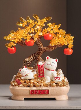 招财猫摆件玄关店铺前台招财进宝财源广进聚宝盆乔迁开业礼品礼物